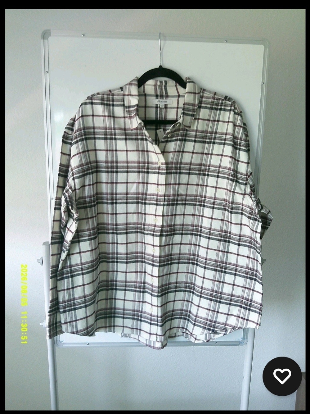 Madewell Plaid Button-Front Women’s Shirt - Black/ Red Size L